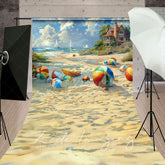 Aperturee - Aperturee Painted Blue Sky Sandy Beach Summer Sweep Backdrop